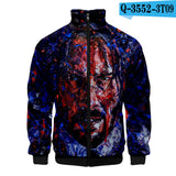 John Wick Keanu Hoodie John Wick 3 3D Printed Stand Collar Zipper Jacket