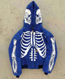 Skeleton Hoodie Spring and Autumn Thin Skull Hooded Sweater Cardigan