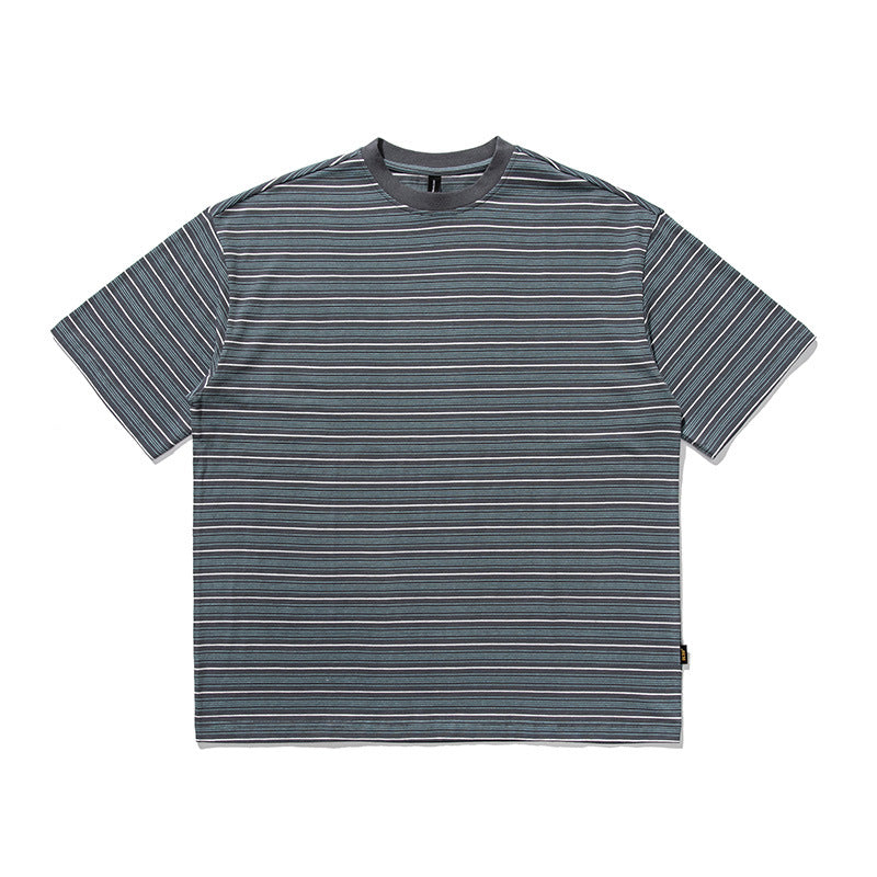 2022 Summer Man Outfits Striped round Neck Short Sleeve