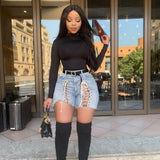 Women Denim Shorts Stretch Jeans Shorts Lace-up Shorts for Women