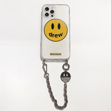 justin b drew phone case Apple 12 Drew Smiley Face Chain Phone Case XR Xs Transparent Iphone11