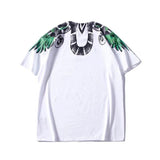 Marcelo Burlon T Shirt Street Green Snake Feather Printed Short Sleeve T-shirt Men and Women Harajuku Loose Wings Half Sleeve