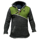 John Dutton Jacket Color Contrast Patchwork Sweater Long Sleeve Hooded Sweater Sweater Coat for Men