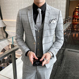 Seersucker Suit Men's Three-Piece Suit