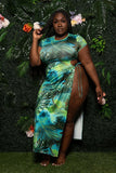 Women Plus Size Maxi Dresses Printed Sexy Beach Casual Dress