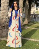 Muslim Women Stylish Kashibo Abaya Muslim Ladies Long Gown Islamic Clothing Jilbab Jalabiya Feather Print Dress for Women