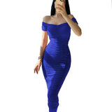 Nina Parker Dresses Elegant Elegant Dress Solid Color Pleated Slim Dress