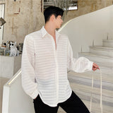 Transparent Shirt for Men Hollow out Oversize Long Sleeve Sun Protection Shirt Loose Shirt