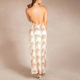 Women Summer Dresses Midi Dress  Sexy Fashion Printed V-neck Suspender
