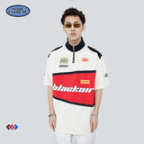 Blackair T Shirt Vintage Spring/Summer Locomotive Style T-shirt Zipper Polo Stand Collar