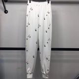 Off White Winter Pants Spring Full Body Printed Palm Pattern Casual Trousers