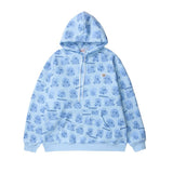 Man Fall Winter Outfis Winter Bear Full Printed Hooded Thick Sweatshirt Men's Loose Coat