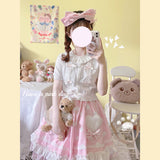 Gothic Lolita Harajuku Style Clothing Short Bow French Girl White Short Sleeve Knitted Tup Cardigan
