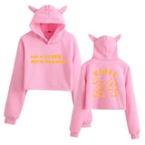In Memory of Kobe Hoodie Kobe Peripheral Printing Casual Women Navel Cat Ear Sweater