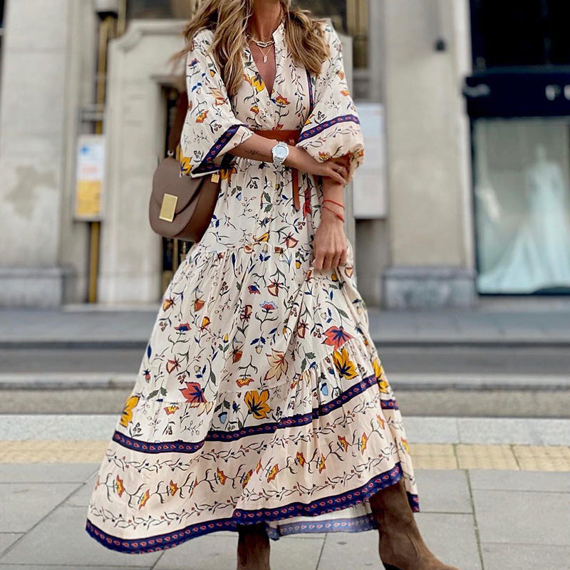 Women Bohemian Dress Women's Autumn and Winter Long Dress