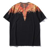 Marcelo Burlon T Shirt Fashion Brand Flame Wings Feather Short Sleeve T-shirt Men and Women Hip Hop Loose High Street Half Sleeve