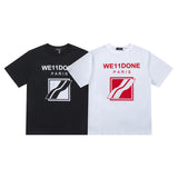 We11done T Shirt Letter Print Loose Men's and Women's round Neck Short Sleeve