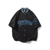 Letterman Jacket Outfit Senior Jackets Varsity Baseball Coat Shirt Men's Short Sleeve Summer Loose
