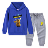 Children Pokemon Pikachu Hoodie & Pant Set Hooded Sweater Trousers Two-Piece Baby Cotton Sweater Set