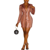 Women Business Professional Attire Fall and Winter Lapels Deep V Sexy Waist-Controlled Top Coat
