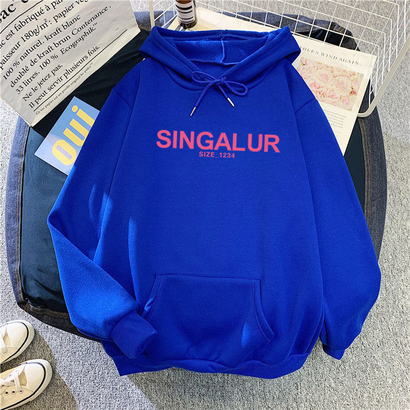 Slogan Graphic Hoodie plus Size Loose Top Coat