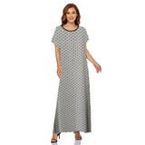Muslim Women Stylish Kashibo Abaya Muslim Ladies Long Gown Islamic Clothing Jilbab Jalabiya Short Sleeve Round Neck Printed Summer Fashion Long Skirt