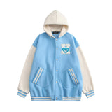Letterman Jacket Outfit Senior Jackets Varsity Baseball Coat Hooded Jacket Stitching Loose Baseball Uniform Coat