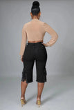 Women Denim Shorts Ripped Stretch Tasseled Jeans Women's Middle Pants