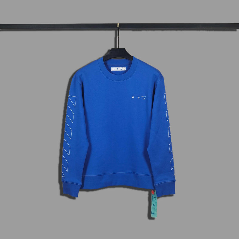 Off White Long Sleeve Round Neck Sweater Autumn And Winter Square Printing Crew Neck Pullover Sweatshirt