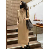 Work Dresses with Pockets Dress Fall/Winter New Hooded Sweater Dress