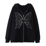 Skeleton Hoodie Winter Fleece Women's Long Sleeve Hoodie Heart-Shaped Clothes Printed Zipper