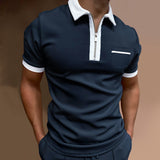 Polo Shirts Men's Zipper Color Matching T-shirt Top