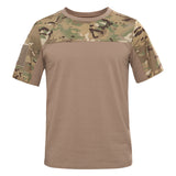 Woodland T Shirt Camouflage Stitching Crew Neck