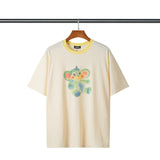 We11done T Shirt Cartoon Character Print Loose Solid Color Men and Women Short Sleeve