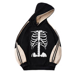 Skeleton Hoodie Autumn and Winter New Bone Skull Print Velvet Padded Hooded Sweatshirt