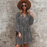 Beth Dutton Outfits Long Sleeve Leopard Print Stud for Autumn and Winter Printed Dress