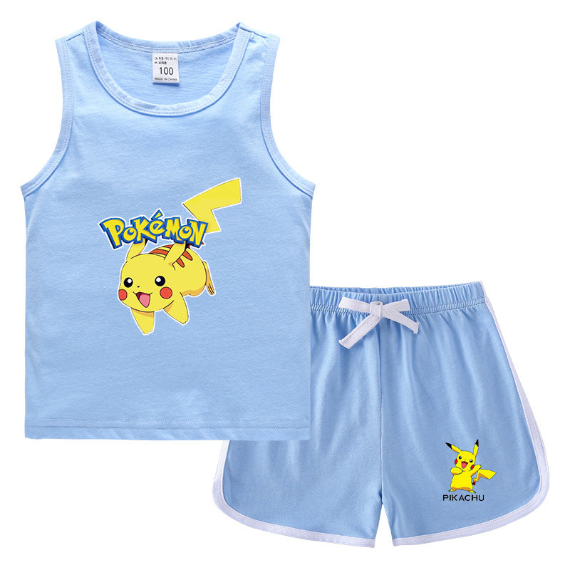 Children Pokemon Pikachu Tshirts & Shorts Casual Sweat Wicking Suit Neutral