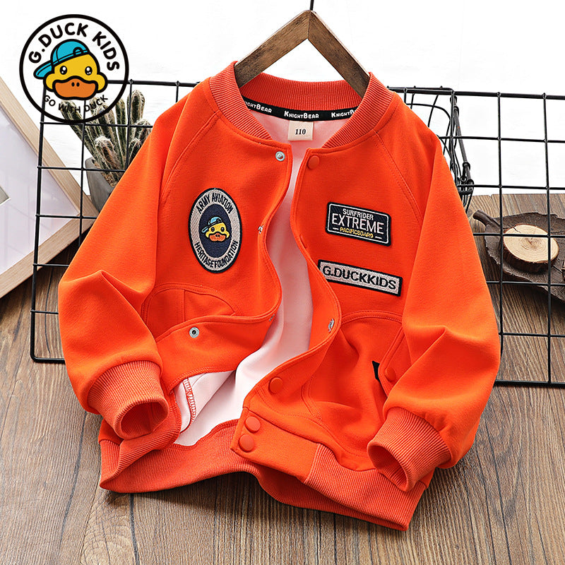 Children Baseball Jacket Small Yellow Duck Children's Clothing Boys' Baseball Jacket Coat