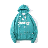 Slogan Graphic Hoodie Autumn and Winter Loose Hole Hooded Sweater