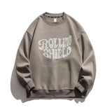 Man Fall Winter Outfis Winter Retro Printed Crew Neck Sweatshirt Men's Loose Casual Velvet Hoodie