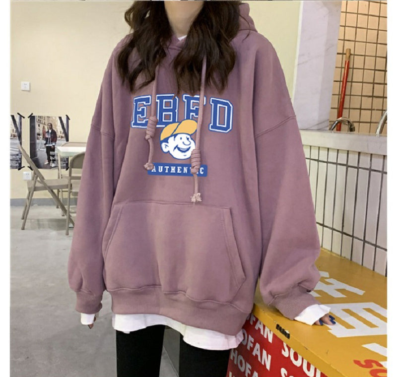 Slogan Graphic Hoodie Oversize Fleece Padded Coat