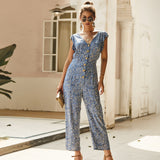 Beth Dutton Outfits Summer Floral Jumpsuit Casual Straight-Leg Cropped Pants