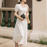 Women Cottagecore Dress Princess Dress Slim White Dress Dress