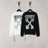 Off White Long Sleeve Round Neck Sweater Autumn And Winter High-Quality Off Gray Melting Arrow Pattern Crew Neck Pullover Sweatshirt