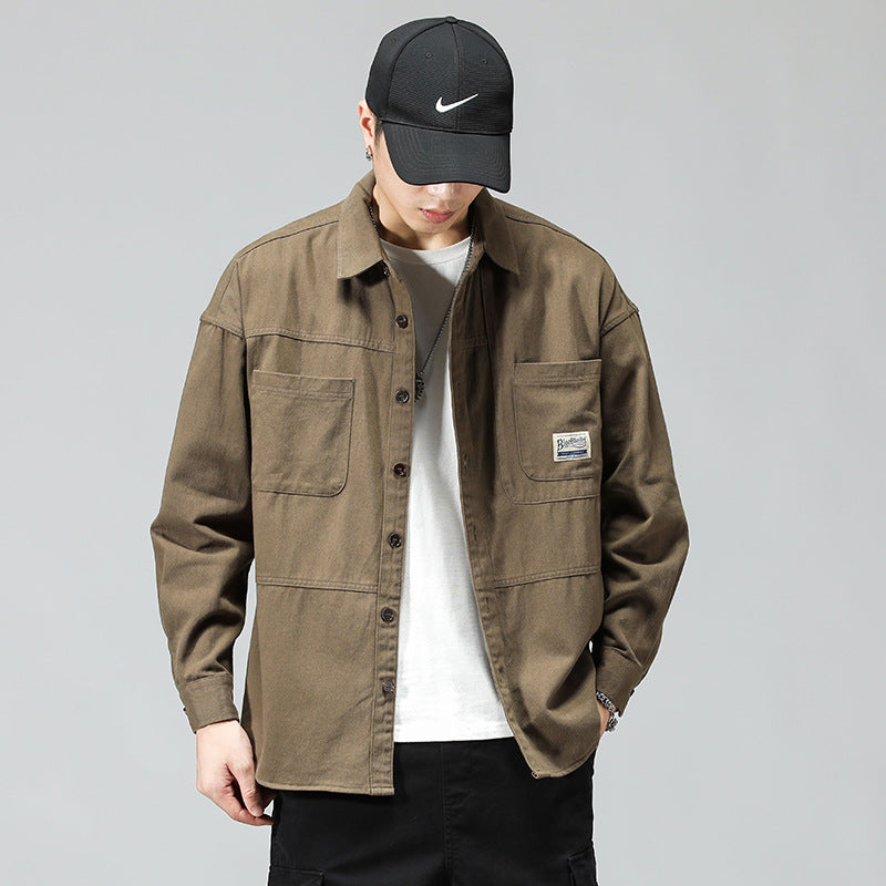 Work Shirts Coat Men's Clothing Spring and Autumn Design Long Sleeve Shirt Outer Wear