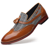 Indo Western Shoes British Style Fashion Men's Shoes Stitching Handmade Carved Breathable Tassel Loafers Leather Shoes