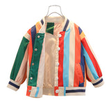Toddler Boys Jackets Boys Spring and Autumn Coat Stripes Children's Baseball Uniform