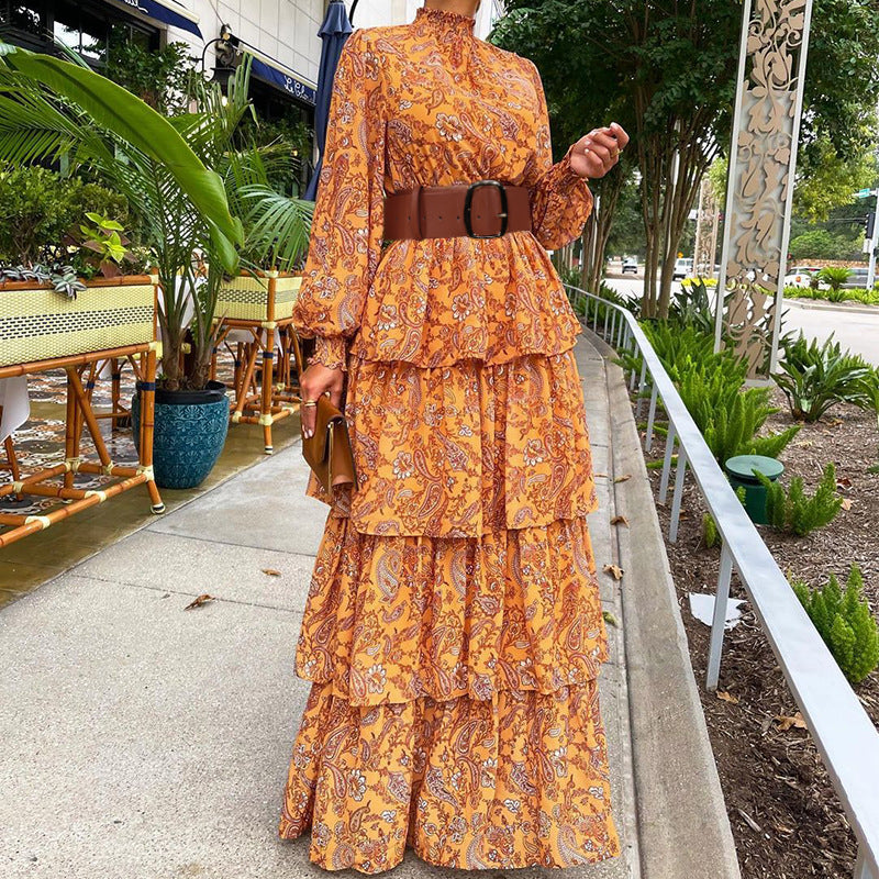 Women Bohemian Dress Women's Spring Floral Print Long Dress