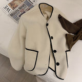 Beth Dutton Outfits Khaki round Neck Lamb Wool Coat Autumn Winter Berber Fleece Top