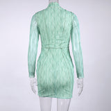 Women Autumn  Dresses Mini Dress Printed Chiffon Long-Sleeved Short Skirt Dress